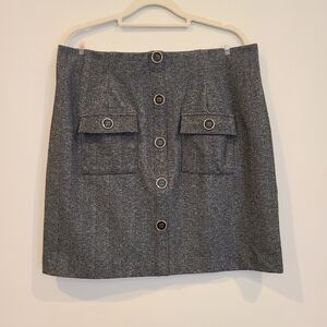 41Hawthorn Gray Herringbone Pocket Detail Faux Button Front Pull On Mini Skirt
